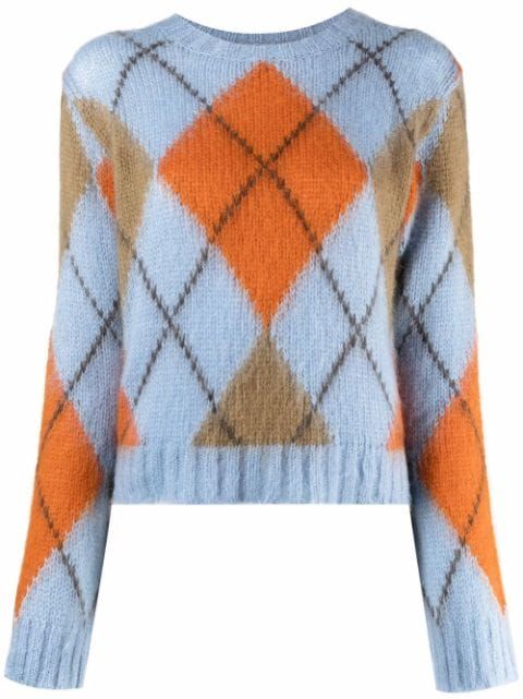 diamond-print knitted jumper | Farfetch (US)