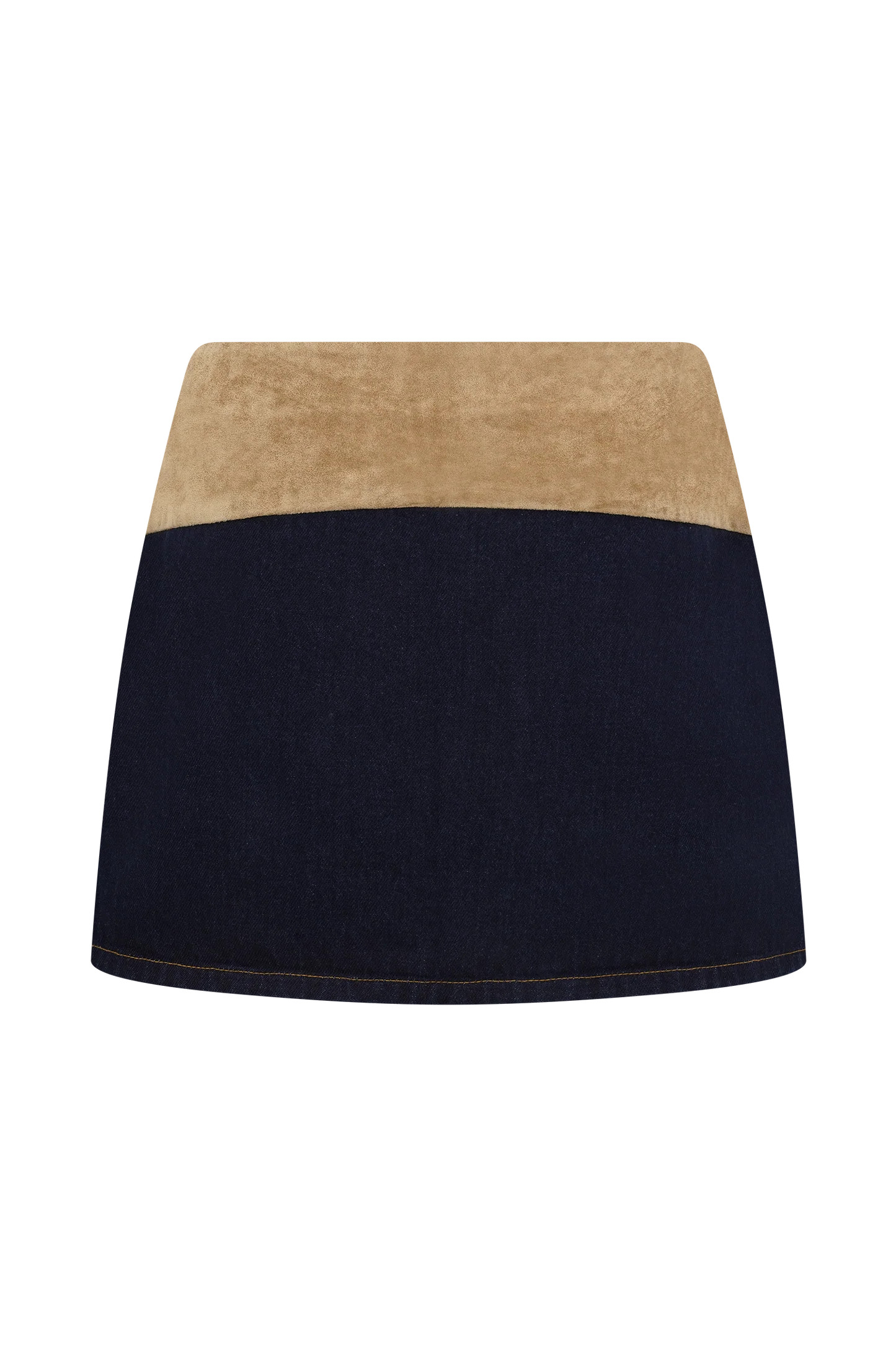 Miranda Faux Suede Belted Denim Mini Skirt - Indigo Blue | MESHKI US