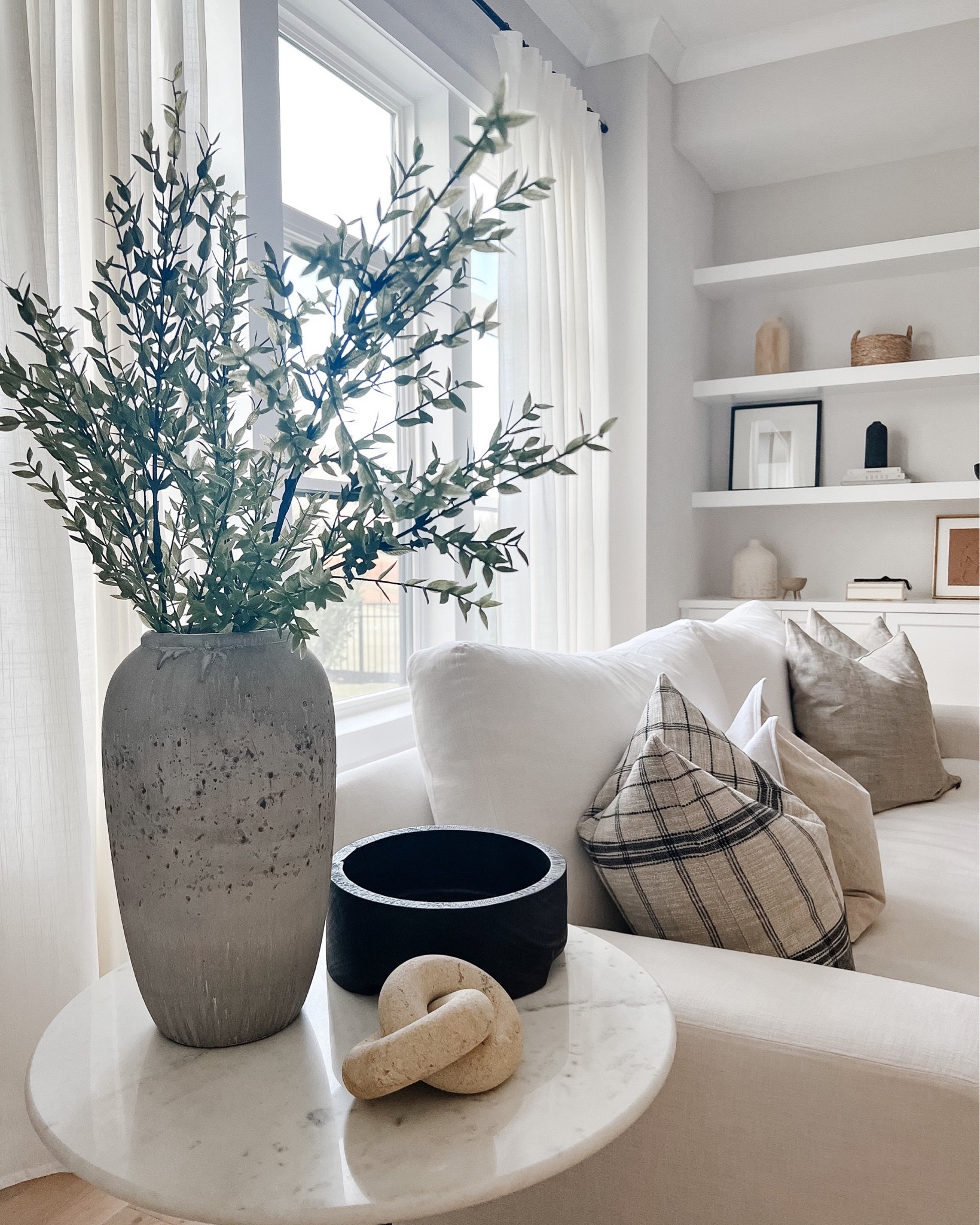 Loving room, fall decor, throw pillows, shelf decor, faux stems, pottery barn Big Sur

#LTKstyletip #LTKSeasonal #LTKhome