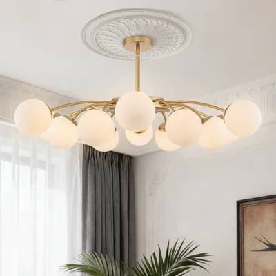 12 - Light Modren Blossom Glass Shades Sputnik Chandelier | Wayfair North America
