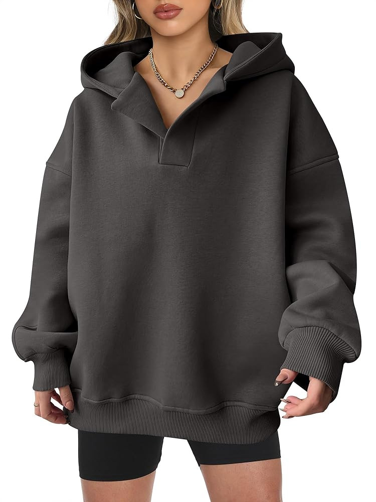 ANRABESS Womens Oversized Hoodies V Neck Sweatshirts Fleece Long Sleeve Pullover Y2K Clothes 2025... | Amazon (US)