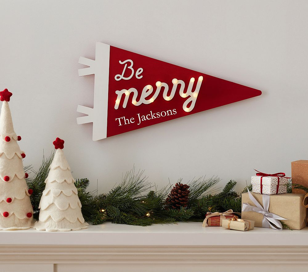 Personalized Light Up Wooden Pennant Sign | Pottery Barn Kids