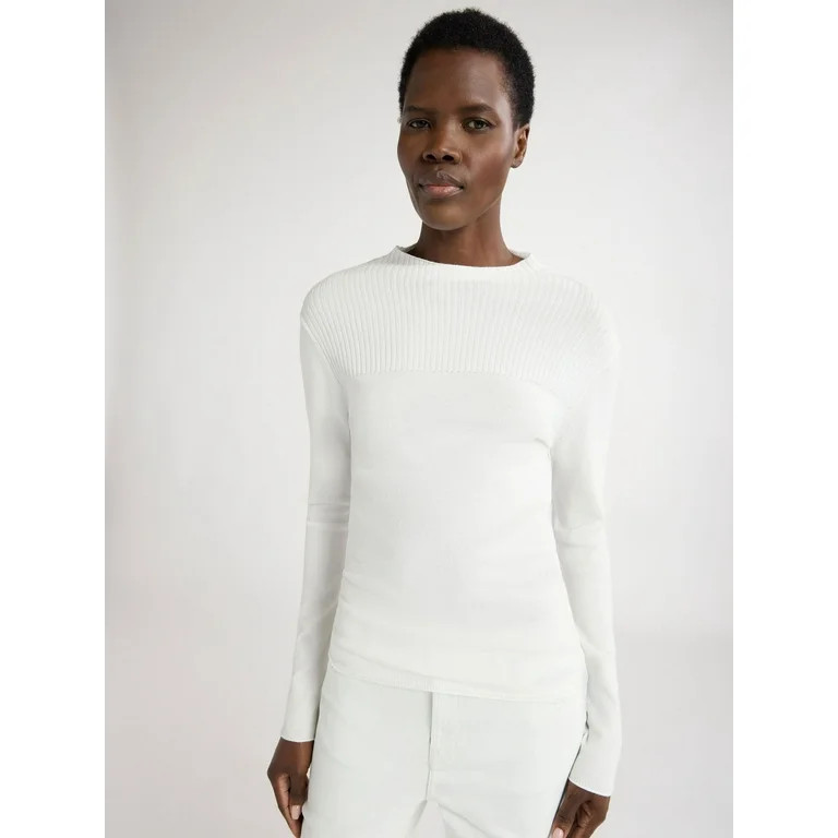 Scoop Woman's Slim Funnel Neck Sweater, Lightweight, Sizes XS-XXL | Walmart (US)