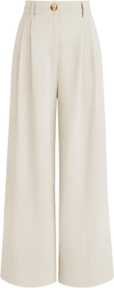 AUTOMET Women Wide Leg Dress Pants High Waisted Loose Fit Business Casual Work Trousers with Pock... | Amazon (US)