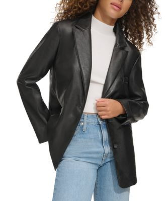 Levi's® Women's Single-Breasted Faux-Leather Blazer - Macy's | Macy's