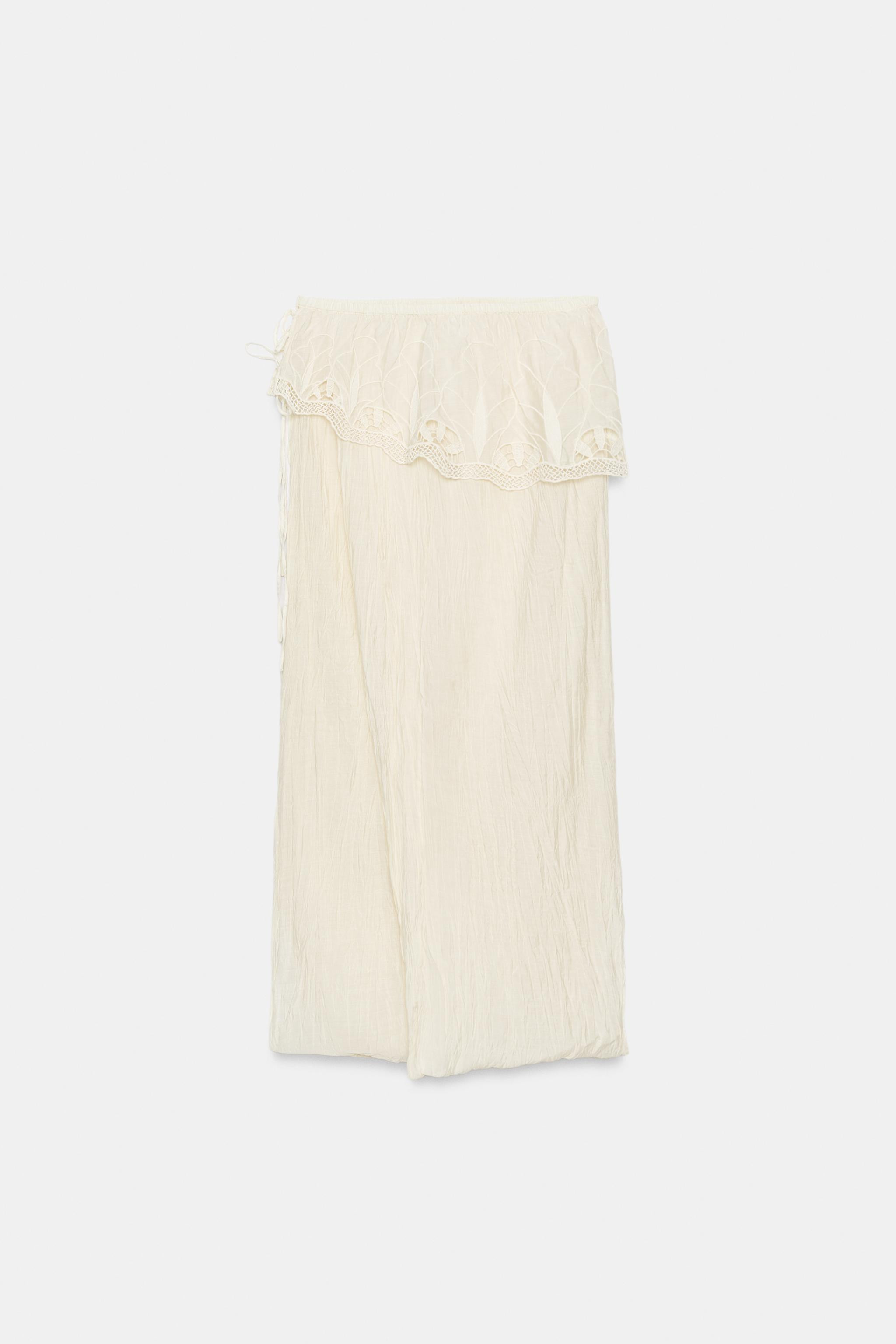 ZW COLLECTION EMBROIDERED SASH MIDI SKIRT | Zara US