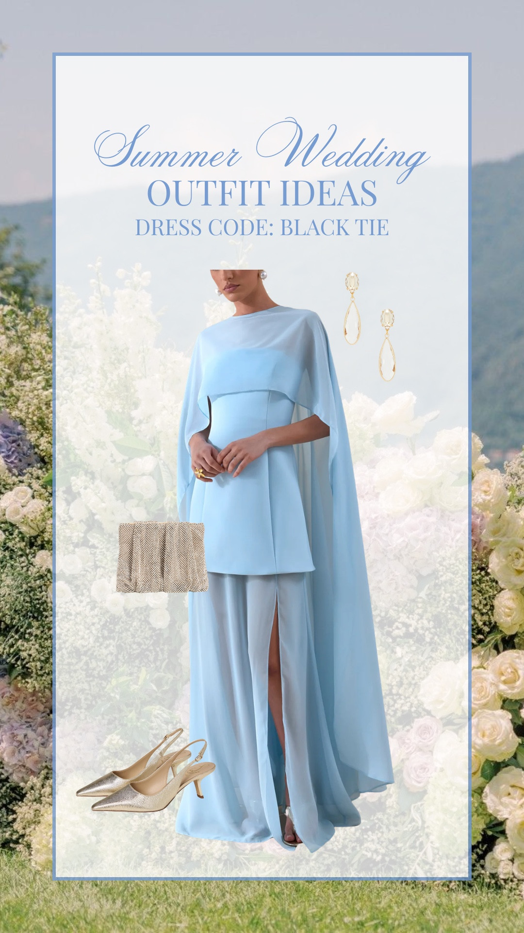 Summer black tie wedding guest outfit idea!