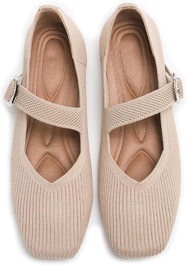 Women's Flats Shoes Foldable Mary Jane Ballet Flat for Women Comfortable Dress Square Toe Womens ... | Amazon (US)