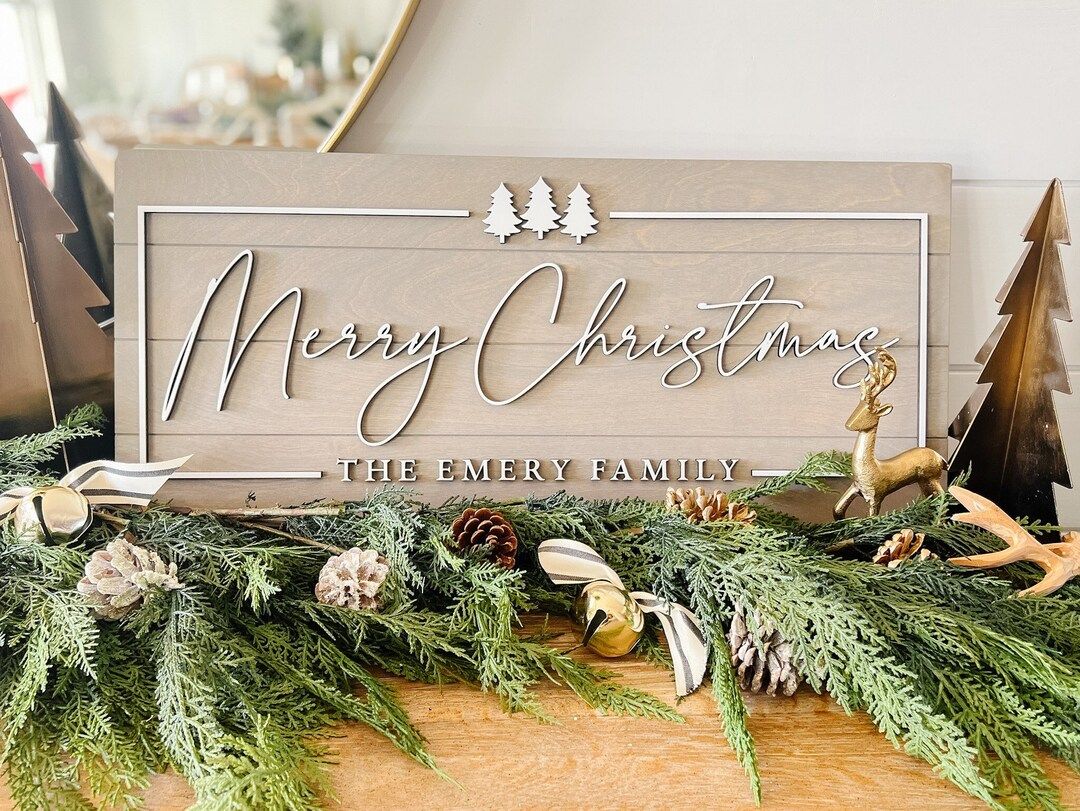 Custom Merry Christmas Sign | Christmas Sign Decor | Farmhouse Christmas Sign for Family Gift | E... | Etsy (US)