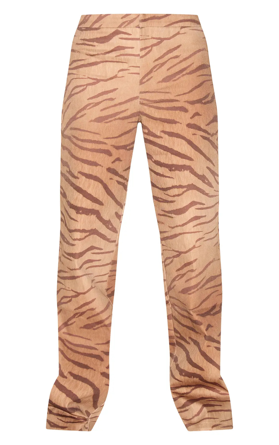 Brown Tiger Printed Trousers | PrettyLittleThing US