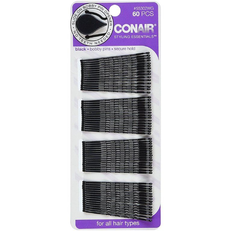 4 Pack - Conair Brush Styling Essentials Bobby Pins, Black 60 ea | Walmart (US)