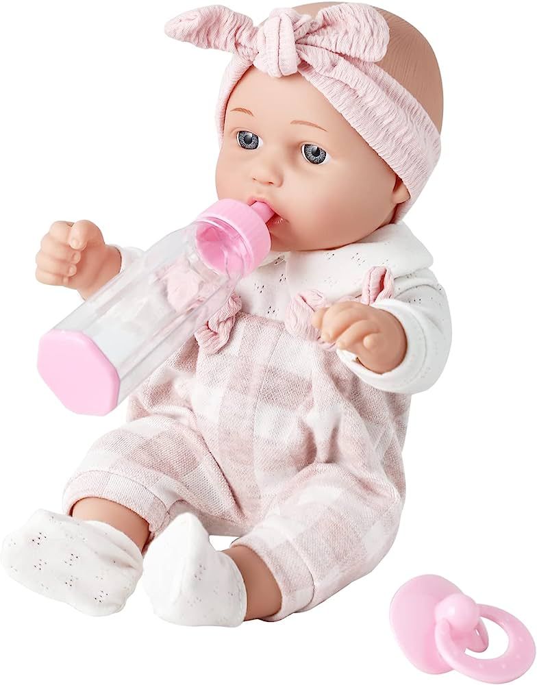 Enjoyin 12'' Baby Doll in Gift Box with Pink Cloths, Pacifier, 13''x13'' Microfabric Blanket, and... | Amazon (US)