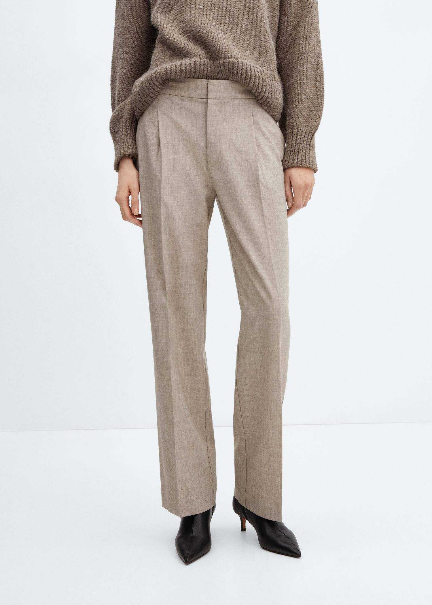 Flecked straight pants -  Women | Mango USA | MANGO (US)