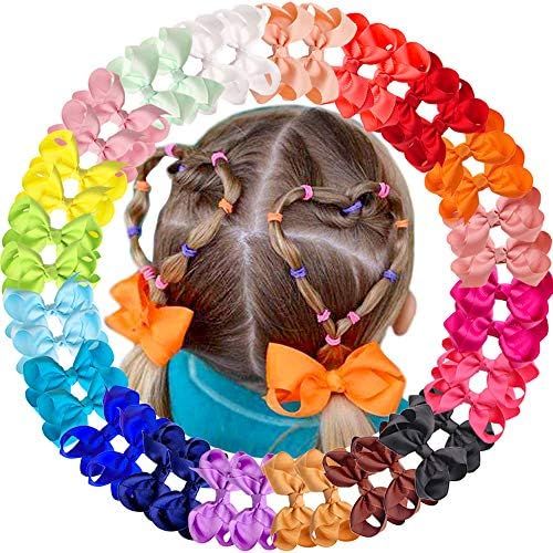 40pcs Little Girls Hair Bows Clips In Pairs Mix Colors Pigtail Cheer Bow Alligator Hair Clips for... | Amazon (US)