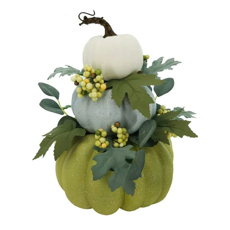 Harvest 14 in Cream/Blue/Green Foam Pumpkin Stack, Table Decoration, Way to Celebrate | Walmart (US)