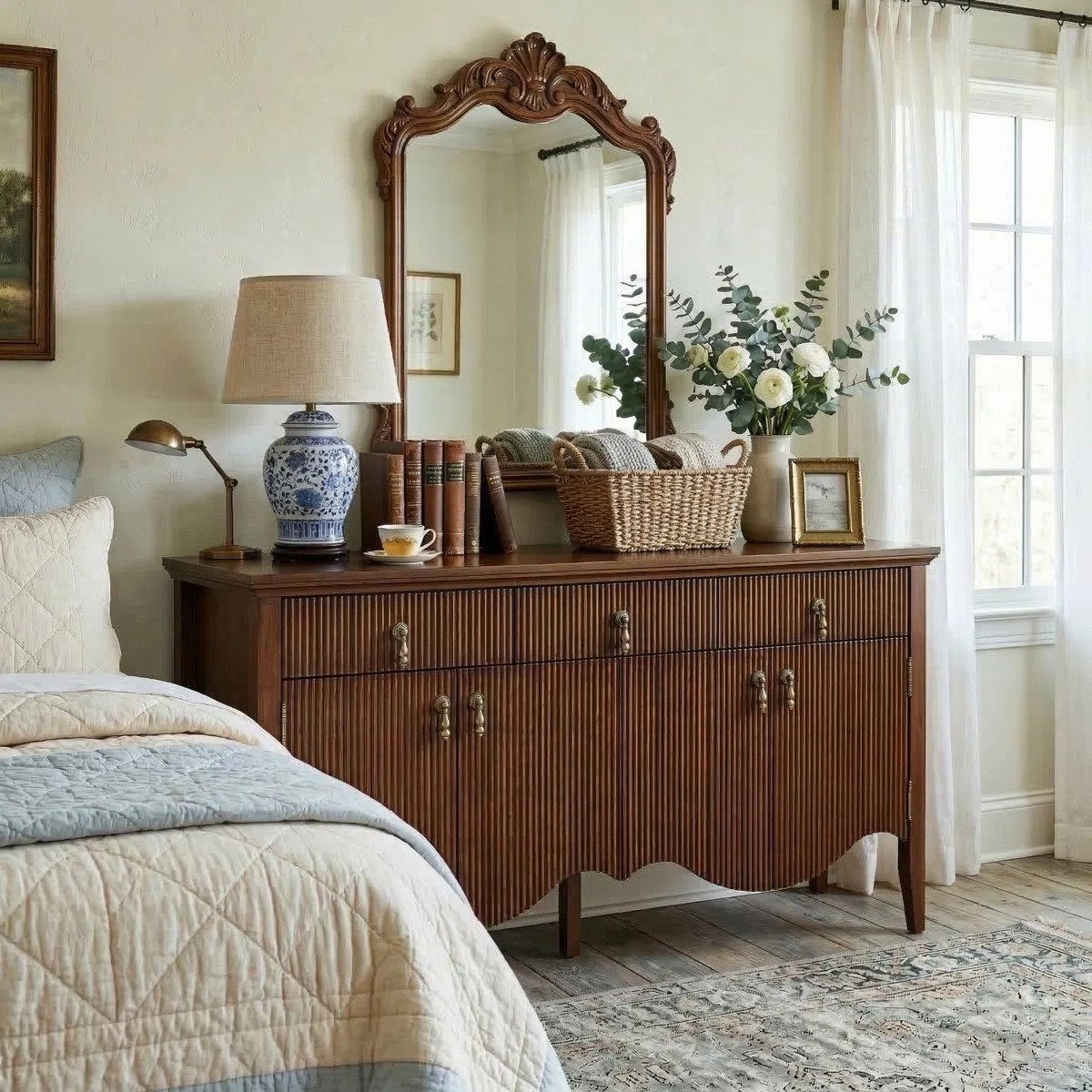 Avenall 57-inch Sideboard Buffet Cabinet With 3 Drawers And 4 Doors, Vintage Fluted Sideboard Wit... | Wayfair North America