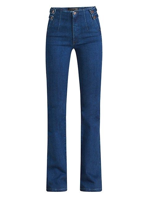 Beverly High-Rise Pleated Flare Jeans | Saks Fifth Avenue