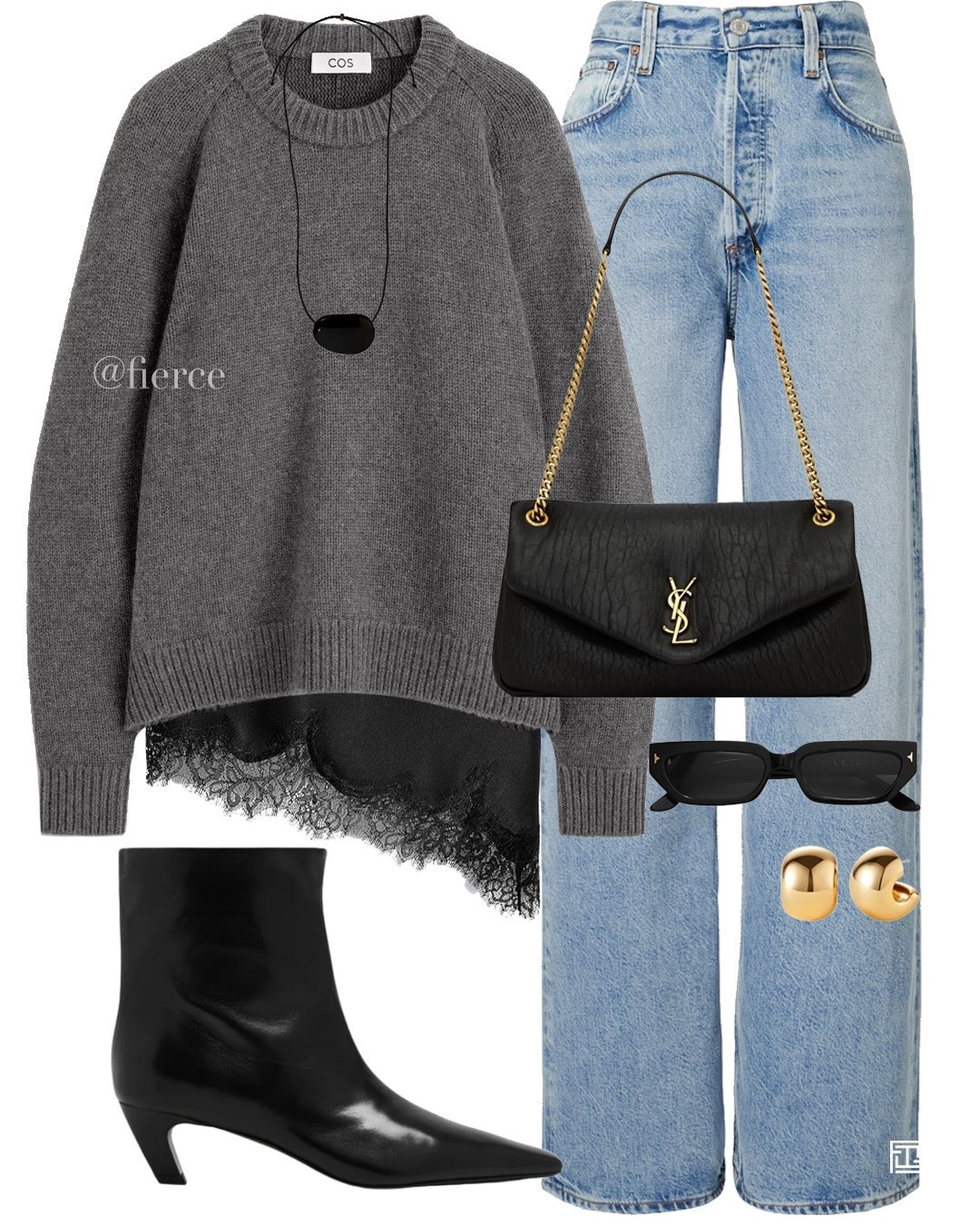 Lace top grey jumper blue 90s jeans black kitten heel ankle boots

#LTKuk #LTKsummer #LTKeurope