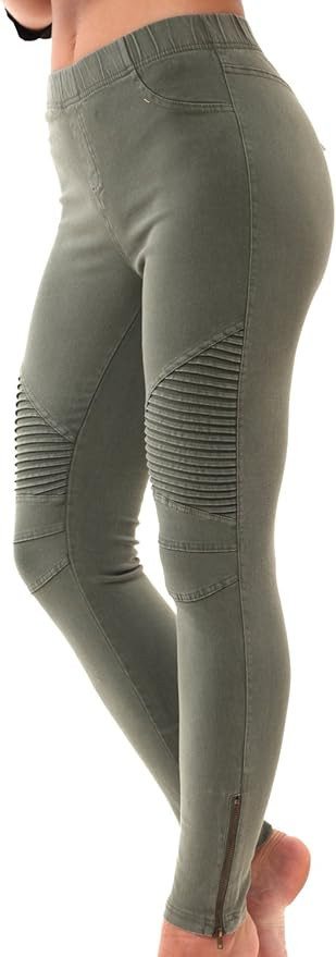 LAINAB Womens Biker Skinny Ankle Zipper Pleated Stretch Low Waist Pencil Pants | Amazon (US)