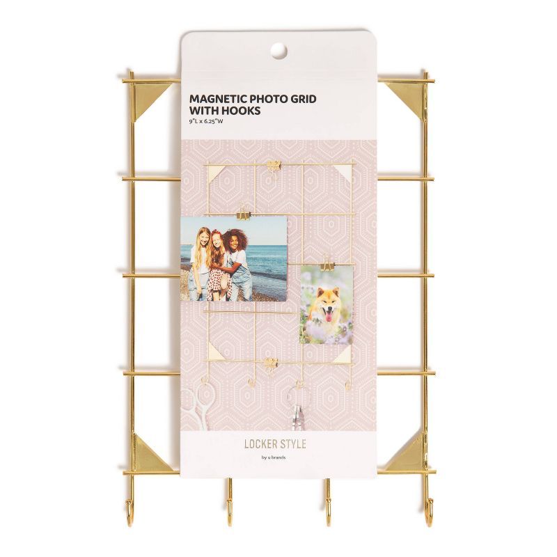 Magnetic Locker Photo Grid with Hooks Gold - U Brands | Target