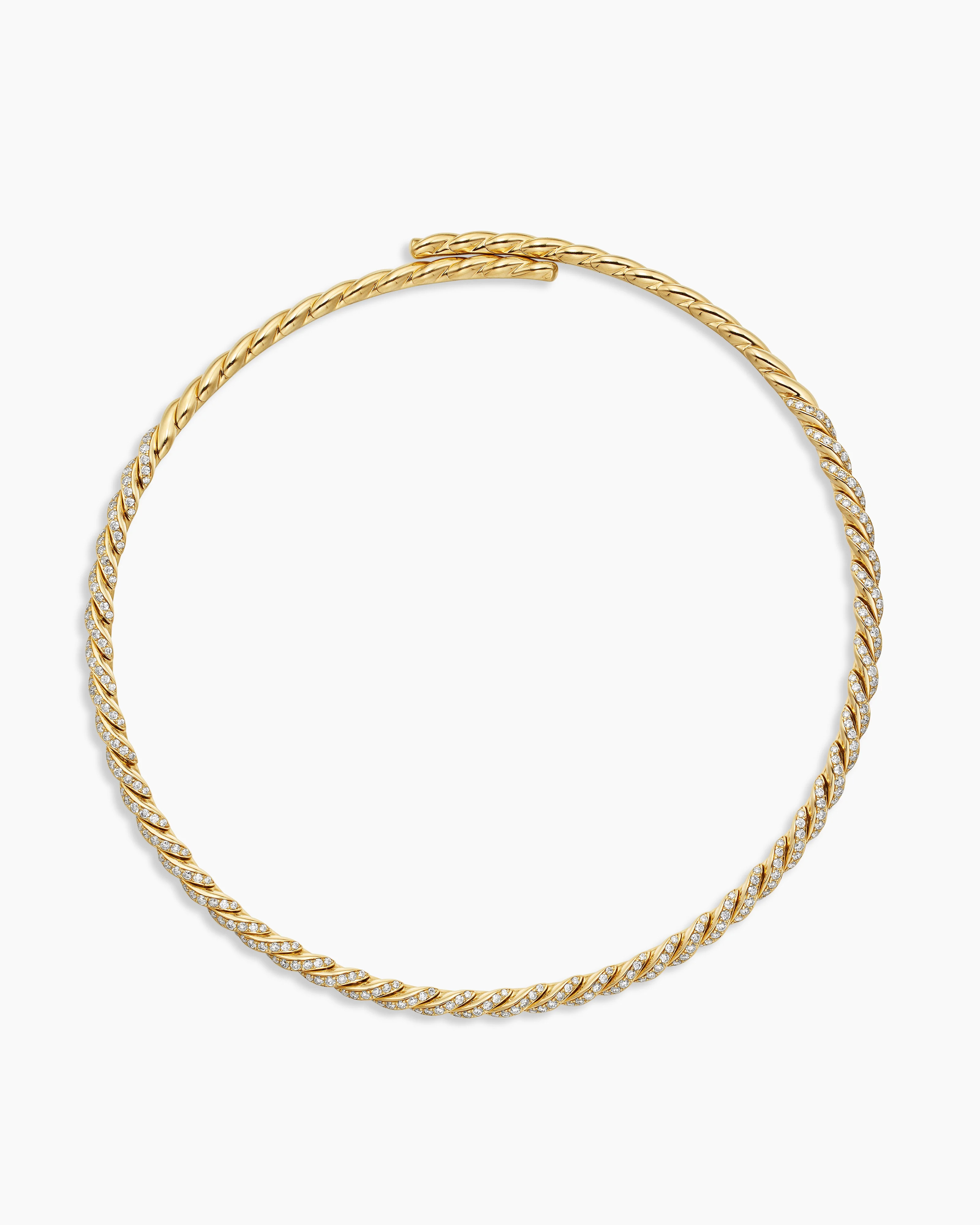 David Yurman | Sculpted Cable Flex Necklace in 18K Yellow Gold with Diamonds, 5mm | David Yurman