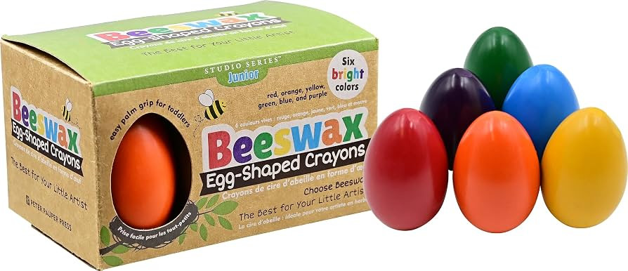 Natural Beeswax Egg-Shaped Crayons (6 colors) - Large, easy-to-grip shape is safe and non-toxic f... | Amazon (US)