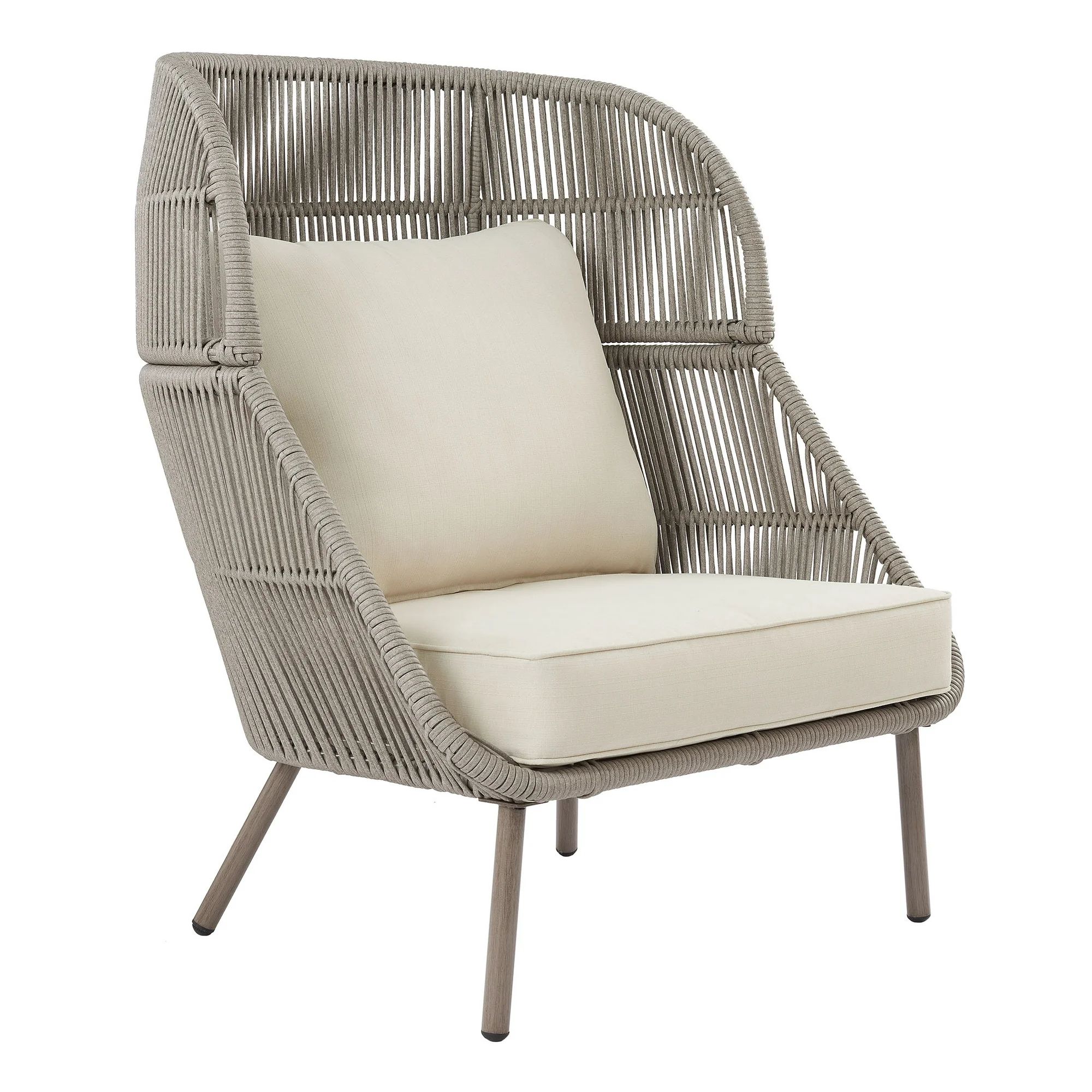 Better Homes & Gardens Tarren Wicker Outdoor Accent Chair with Cushions, Beige | Walmart (US)