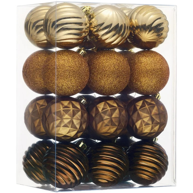 ShopEaseWaves Christmas Tree Decorations Ornament Set for Fall Halloween Decor, 24ct Bronze Coppe... | Walmart (US)