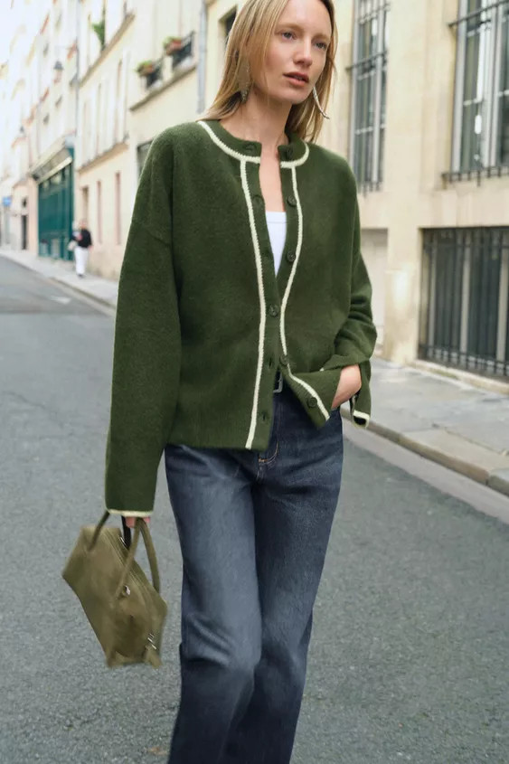 STRICKJACKE MIT KONTRAST-PASPELN | Zara DE