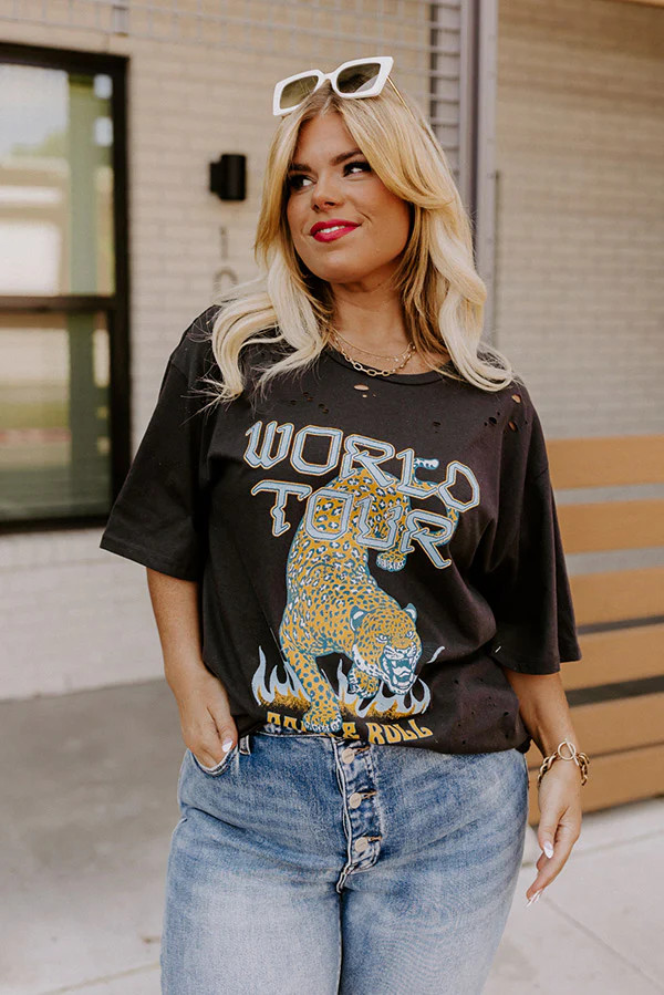 World Tour Distressed Boyfriend Tee Curves | Impressions Online Boutique