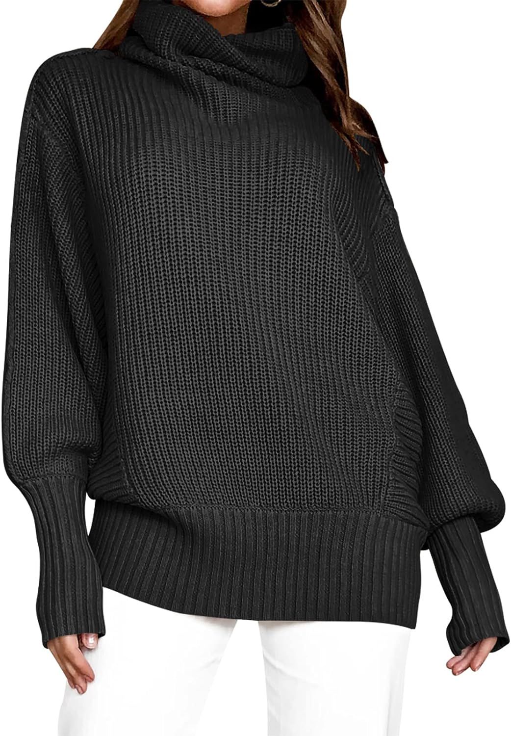 ANRABESS Womens Turtleneck Long Batwing Sleeve Oversized Casual Loose Fitting Pullover Sweater Kn... | Amazon (US)