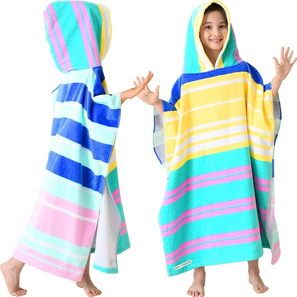 VOOVA & MOVAS Hooded Beach Towels for Kids, Oversized 64"x26" Design Made from 100% Cotton - Colo... | Amazon (US)