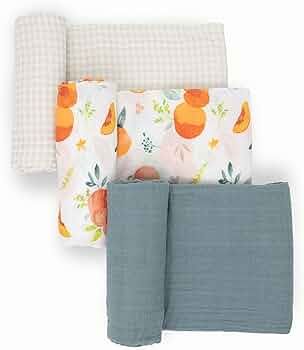 Little Unicorn – Georgia Peach 2 Set Cotton Muslin Swaddle Blanket Set | Set of 3 | 100% Cotton... | Amazon (US)