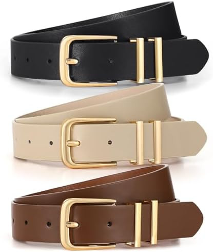3 Pack Women's Belts for Jeans Pants Dresses Fashion Ladies Leather Waist Belt with Buckle Leathe... | Amazon (US)