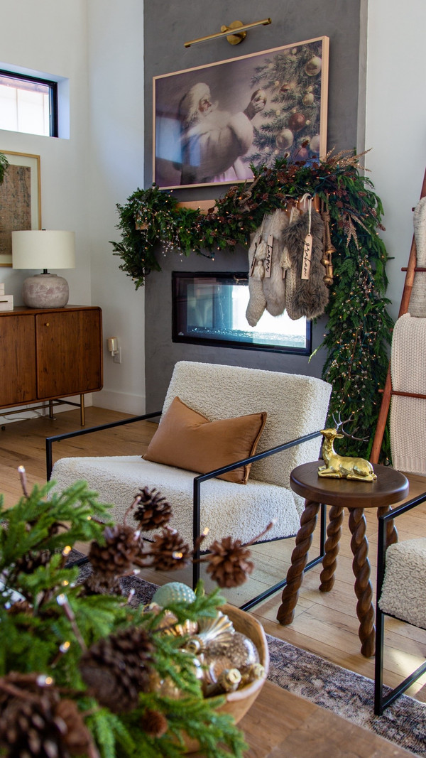 Our Christmas mantel feels like pure magic this year — layered greens, twinkle…