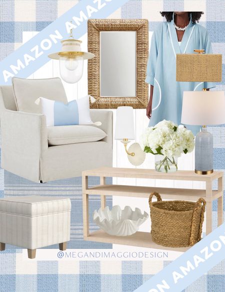 New Coastal grand home decor finds!! Loooving this new blue & white striped rug!! And how pretty is this grasscloth console table! Also love this new mirror and adorable blue with white piping dress/cover up!

And this Serena & Lily dupe accent chair is now less expensive than the Target version, when you click the $100 off coupon! 🙌🏻🏃🏼‍♀️

#LTKfindsunder100 #LTKsalealert #LTKhome