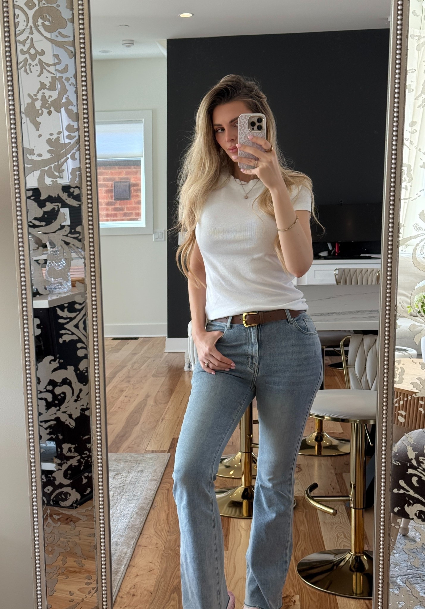 Casual Sunday spring look 
Jeans are Commense in size small (I usually wear a 27/28) and I was so surprised by the quality and I love the wash it’s really unique 
Top is target in small 
Belt is Amazon 


#LTKootd #LTKOver40 #LTKSeasonal