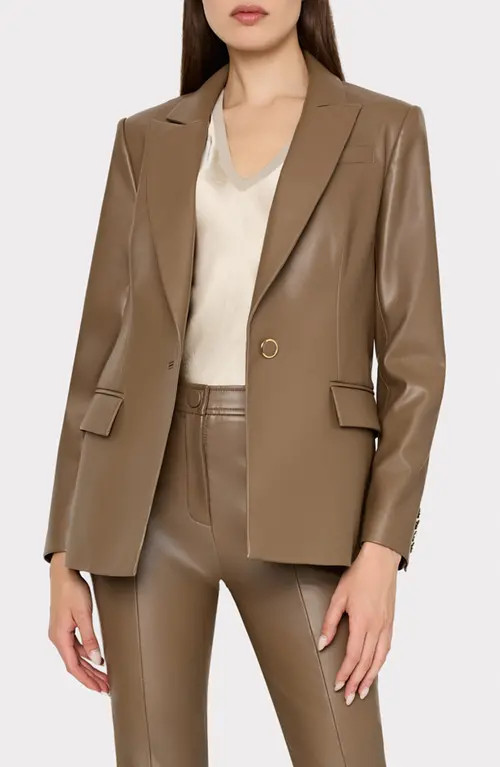 Milly Alexa Faux Leather Blazer in Mocha at Nordstrom, Size 12 | Nordstrom