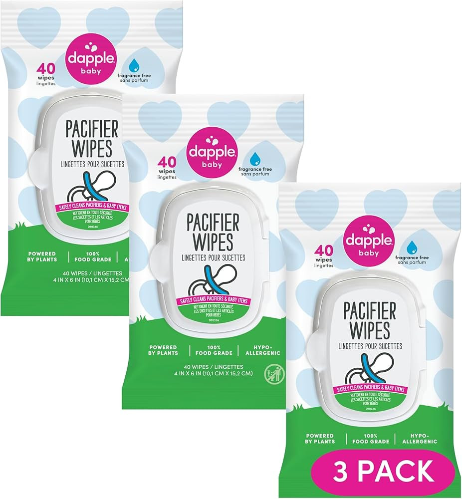 Dapple Pacifier Wipes, for Baby and Toddlers, Diaper Bag Essentials 40ct, Fragrance Free - Pack o... | Amazon (US)
