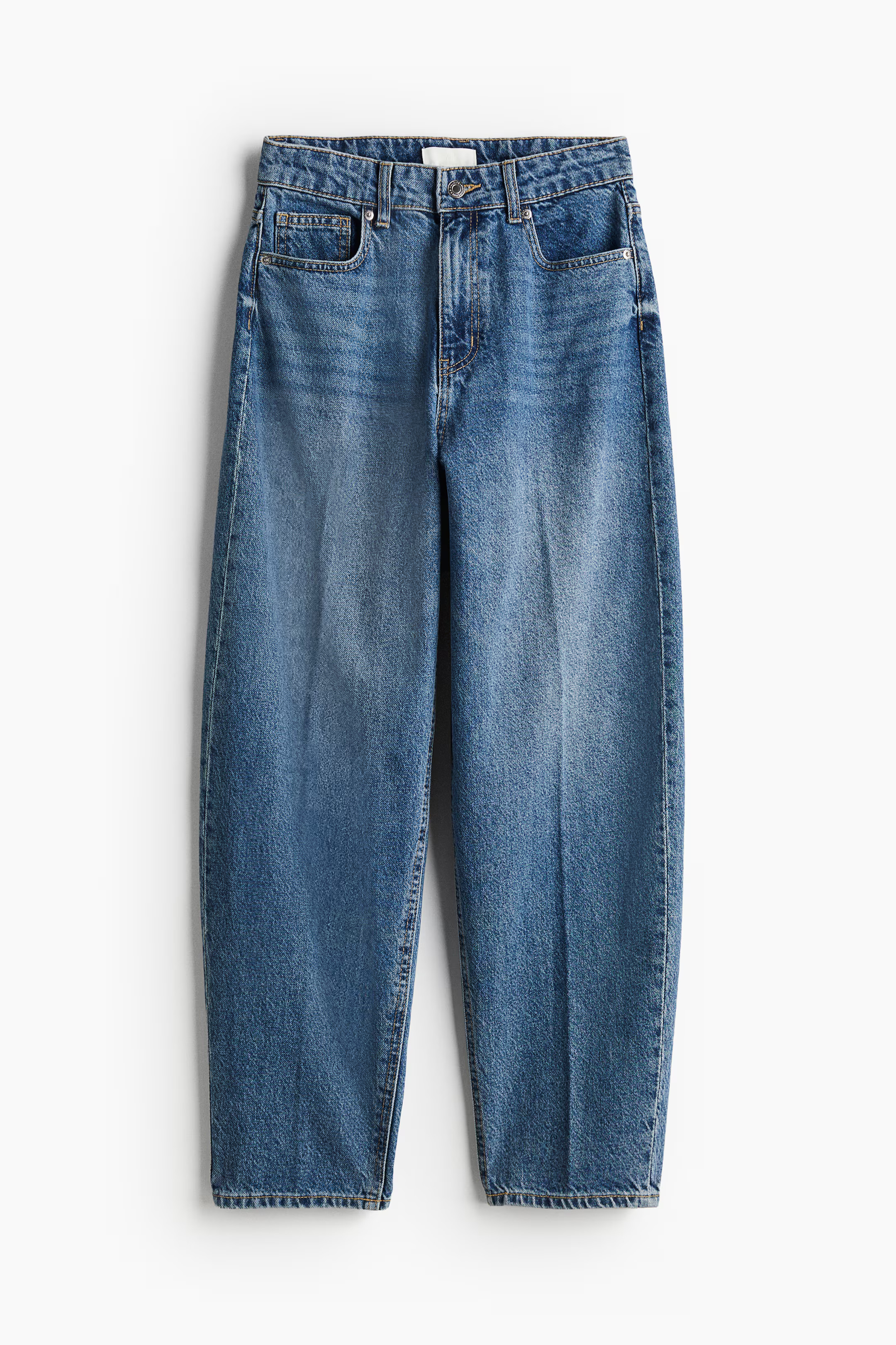 Crease-leg tapered jeans - High waist - Ankle length - Dark denim blue - Ladies | H&M GB | H&M (UK, MY, IN, SG, PH, TW, HK)