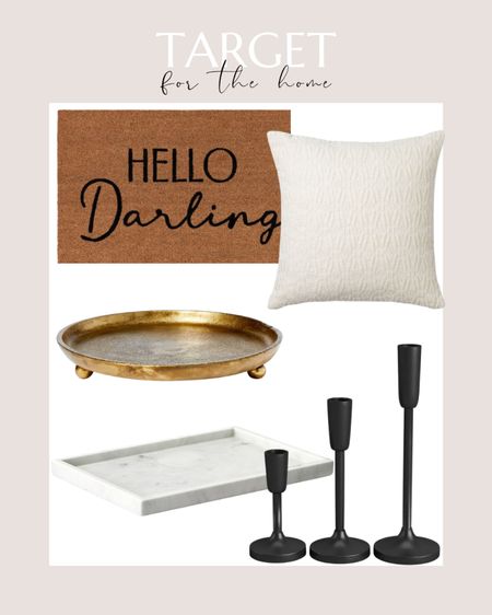 Target Home finds that look expensive. 
Decorative pillow, door mat, handle holders, and decorative trays  

#LTKhome #LTKunder50