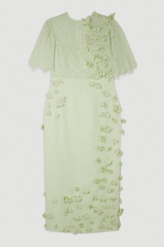Lace Petal Applique Woven High Neck Maxi Dress | Karen Millen UK + IE + DE + NL