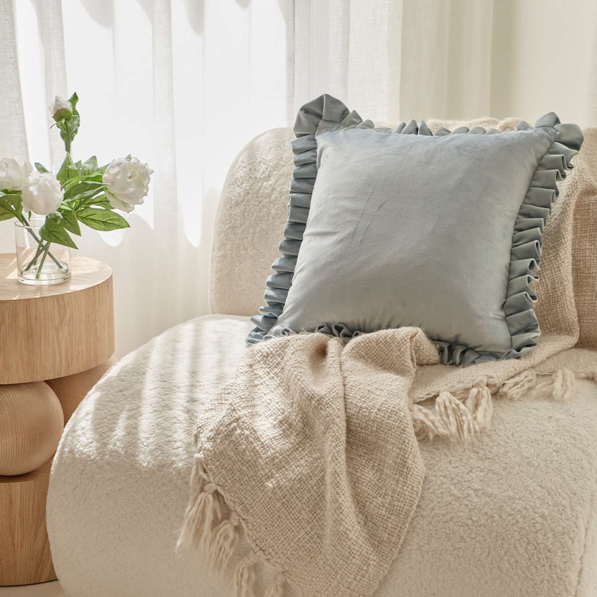 Davina Pleated Ruffle Velvet Cushion | Pillow Talk AU