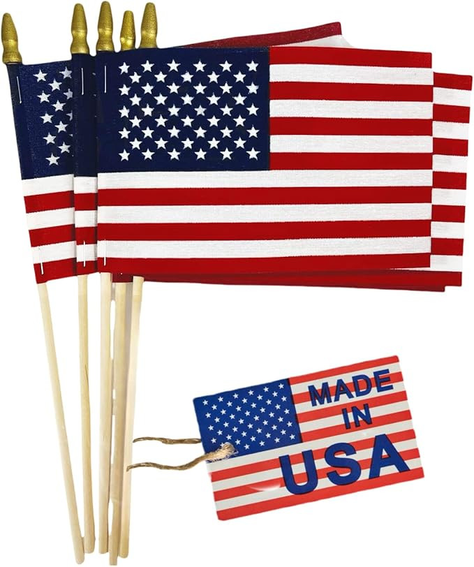 GIFTEXPRESS Set of 12, Proudly Made in U.S.A. Small American Flags 4x6 Inch/Small US Flag/Mini Am... | Amazon (US)