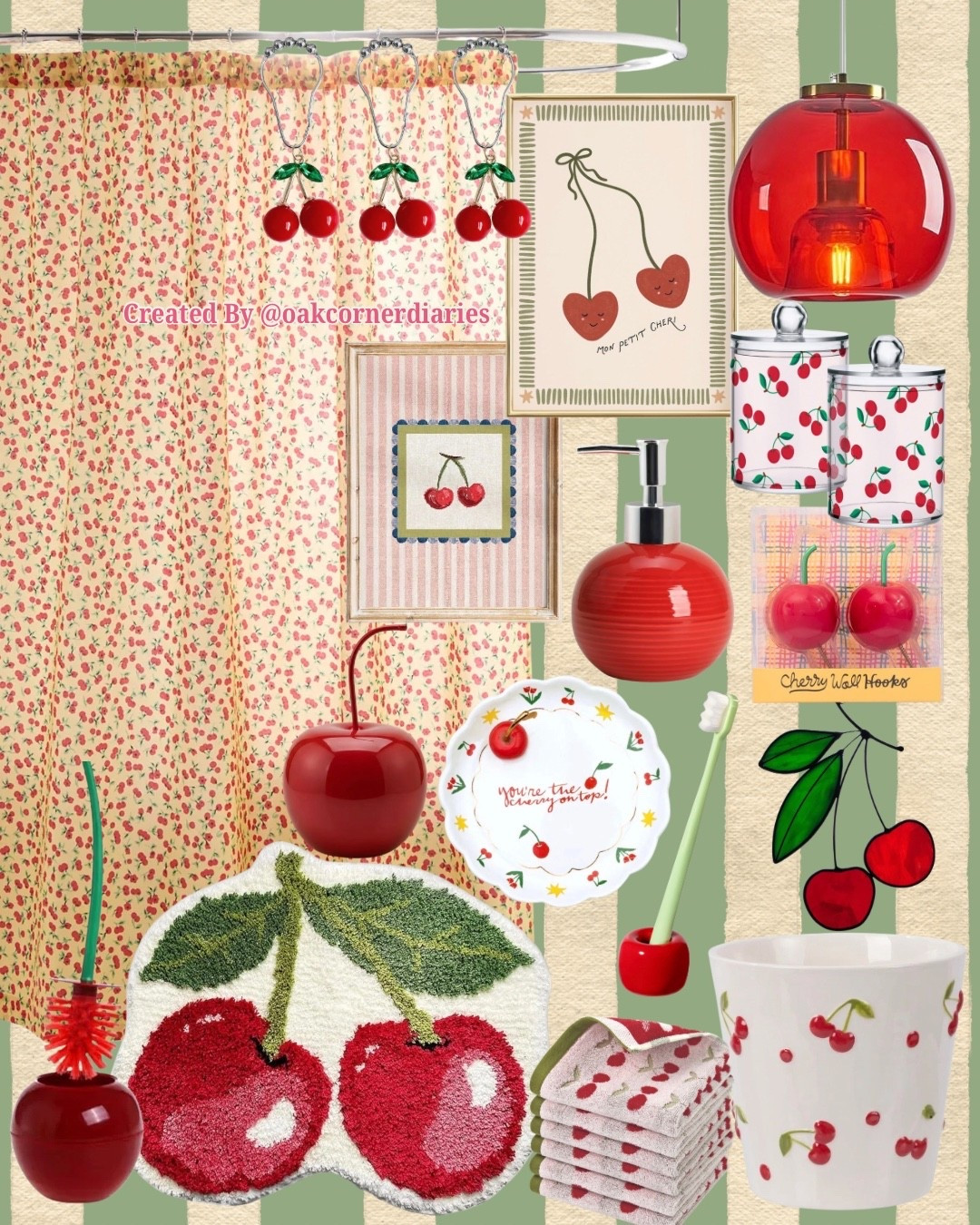 🍒 Sweet, playful, and full of vintage charm. This cherry-inspired bathroom mixes buttery yellow, soft green, and pops of cherry red for the cutest whimsical space. Inspired by a whimsical cherry and blooms shower curtain. Shop all the details below! ❤️ #bathroomdecor #bathroominspo #homedecor #homeinterior #whimsicaldecor

#LTKSaleAlert #LTKHome #LTKKids