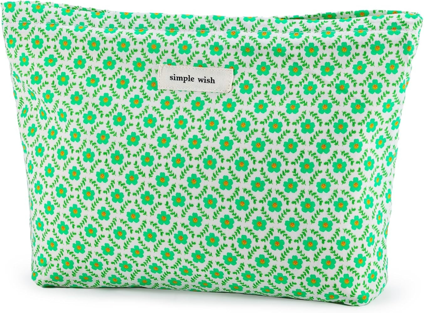 Flower Makeup Bag Travel Large Floral Cosmetic Bag for Women Cute Green Zipper Makeup Pouch for P... | Amazon (US)