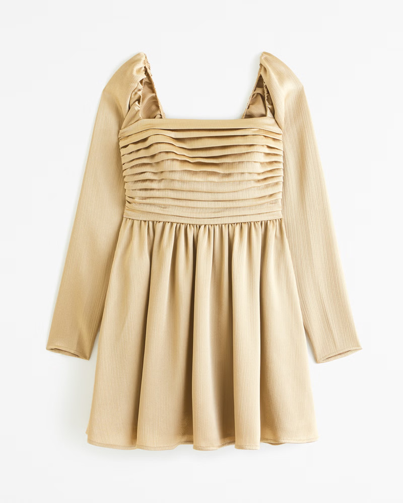 Abercrombie & Fitch Women's The A&F Emerson Waisted Satin Mini Dress in Gold - Size S | Abercrombie & Fitch (US)