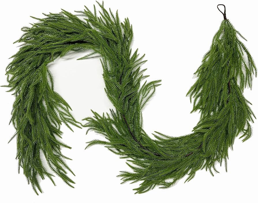 Christmas Garlands Norfolk Pine Garland Real Touch Artificial Faux Greenery Garland for Holiday I... | Amazon (US)