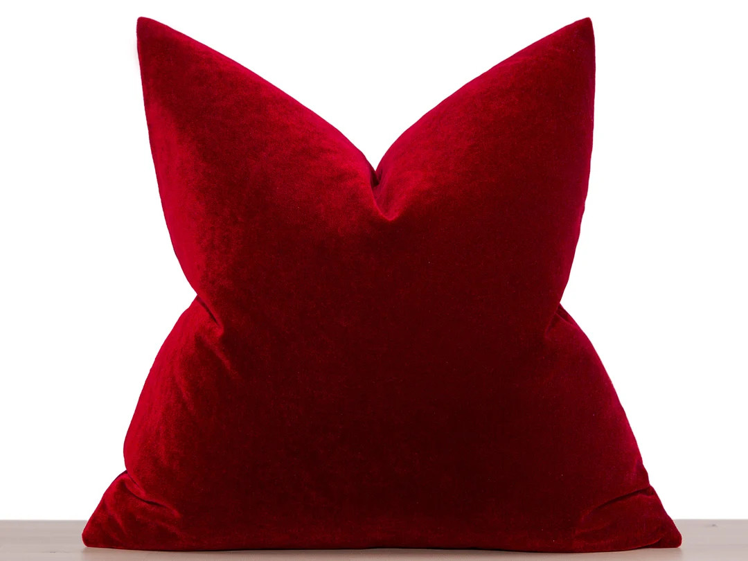 Wine Red Velvet Pillow Cover, Euro Sham Cover, Red Throw Pillow Cover, Cushion Cover, Wine Red Cu... | Etsy (US)
