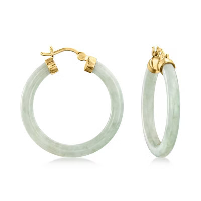 Ross-Simons Jade Hoop Earrings With 18kt Gold Over Sterling | Target